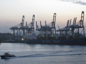 There were lots of cranes as we entered the canal.