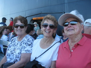 Patt, Lola and Shirley on the ferry to Half Moon Cay.