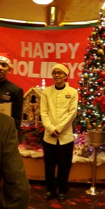Dining room staff greeted everyone as they entered.